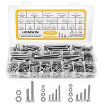 Kit de parafusos e porcas Homwin 255 unidades de aço inoxidável 1/4-20, 5/16-18, 3/8-16