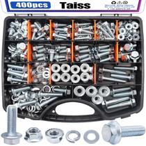 Kit de Parafusos Flangeados Taiss 400 Peças M6-M10 Zinco Branco Kit de Parafusos Flangeados Taiss 400 Peças M6-M10 Zinco Branco