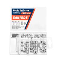 Kit De Parafusos Grub De Aço Inoxidável M3-M8 100 PCS Com Chaves Allen Para Fixações, Botões E