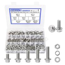 Kit de parafusos Hakkin M8 Flange, parafusos hexagonais 304, aço inoxidável, 200 unidades