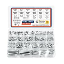 Kit De Parafusos, Porcas E Arruelas Métricas M3 M4 M5 M6 Com 600 Peças, Cabeça Phillips Pan