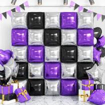 Kit de parede de balão Adorely Black Purple Silver Foil x25