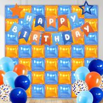 Kit de parede de balão azul e laranja, 50 unidades de folha de alumínio Kit de parede de balão azul e laranja, 50 unidades de folha de alumínio