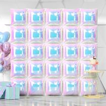 Kit de parede de balão NISOCY Iridescent Square Foil x25 com canudos