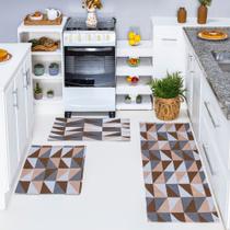 Kit De Passadeira Geométrica Anti-Derrapante Para Cozinha Quarto Área Gourmet 3 Peças