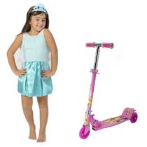 Kit de Patinete Rosa Com Fantasia de Princesas+ Acessórios