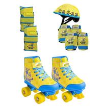 Kit De Patins Minions Completo Com Proteção Capacete Patins