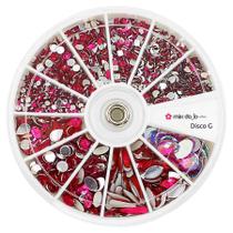 Kit de pedrarias para unhas artesanato disco grande pink
