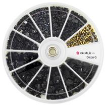 Kit de pedrarias para unhas artesanato disco grande preto