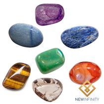 Kit de pedras 7 chakras para alinhamento e limpeza energética ametista quartzo olho de tigre