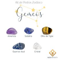 Kit de Pedras Cristais dos Signos Gêmeos - 5 pedras naturais proteção e limpeza