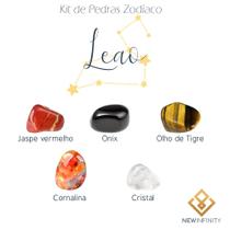 Kit de Pedras Cristais dos Signos Leão - 5 pedras naturais proteção e limpeza - New Infinity
