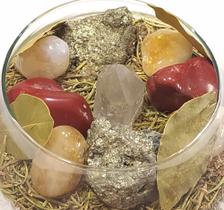 Kit de Pedras Naturais Para Montar Taça de Cristais Da Prosperidade e Sucesso Pirita Jaspe Vermelho