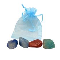 Kit de Pedras para Estudos - Sodalita, Jade, Quartzo Azul e Jaspe Vermelho