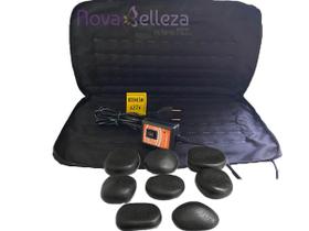 Kit de Pedras Quentes Vulcânica para Massagem com Bolsa Novabelleza