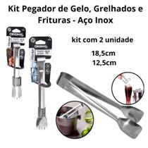 kit de Pegador De Gelo Frutas Para Drink Bebidas Multiuso Aço Inox 18,5cm e 12,5 Clink kit de Pegador De Gelo Frutas Para Drink Bebidas Multiuso Aço Inox 18,5cm e 12,5 Clink