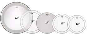 Kit de Peles Remo Encore Pinstripe Tons 12,13,16, Bumbo 22 Powerstroke, Caixa 14 (10629) Kit de Peles Remo Encore Pinstripe Tons 12,13,16, Bumbo 22 Powerstroke, Caixa 14 (10629)
