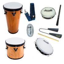 Kit De Percussão Com Pandeiro Repique Timba Agogo Ganza