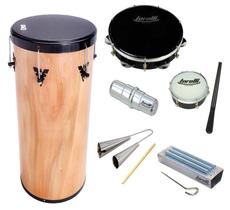 Kit de percussão tantan phx + pandeiro torelli + reco alumínio