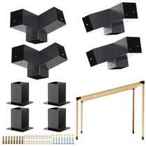 Kit de pérgola Grehitk com suportes de 3 vias para madeira de 3,5 x 3,5 cm Kit de pérgola Grehitk com suportes de 3 vias para madeira de 3,5 x 3,5 cm