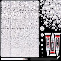 Kit de Pérolas Flatback para Artesanato TINKRSTUFF 2-10mm Branco Kit de Pérolas Flatback para Artesanato TINKRSTUFF 2-10mm Branco