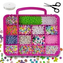 Kit De Perolas Miçangas Coloridas Entremeios Contas Letras Fimo Maleta Com 3000pçs Para Montas Biju