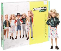 Kit de personagens Doll Creatable World Deluxe, cabelo loiro ondulado