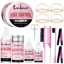 Kit de peruca lockmio, 15 unidades para renda frontal com spray de fusão e cola