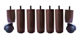 Kit de Pés Para Cama Box ou Baú 5 pés fixos e 2 Rodinhas TDC Marrom 12cm de altura Kit de Pés Para Cama Box ou Baú 5 pés fixos e 2 Rodinhas TDC Marrom 12cm de altura