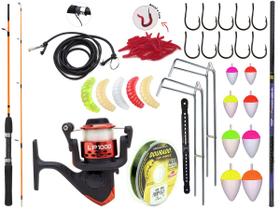 Kit de Pesca 1 Vara P/ Molinete (1,20m) + 1 Vara Telescópica de Mão (2,10m) + Molinete (Ref. 162)