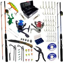 Kit De Pesca 2 Varas 2 Molinetes Caixa Com Acessórios
