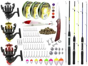 Kit De Pesca 3 Varas 1,20m 3 Molinetes + Acessórios (Ref. 32)