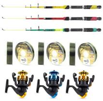Kit de Pesca 3 Varas Telescópicas + 3 Molinetes e Linhas (Ref. 18) Kit de Pesca 3 Varas Telescópicas + 3 Molinetes e Linhas (Ref. 18)