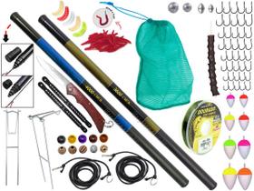 Kit de Pesca C/ 2 Varas Telescópicas 40% Carbono (3,60m e 4,00m) + Acessórios (Ref. 140)