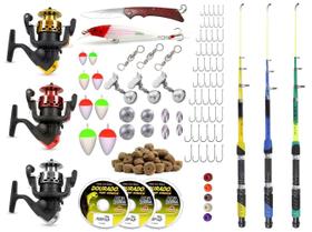 Kit De Pesca C/ 3 Varas Telescópicas e 3 Molinetes + Acessórios (Ref. 12) Kit De Pesca C/ 3 Varas Telescópicas e 3 Molinetes + Acessórios (Ref. 12)