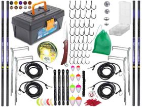 Kit de Pesca C/ 4 Varas Telescópicas 22% Carbono (2x 4,50m x 2x 4,00m) + Caixa (Ref. 151)