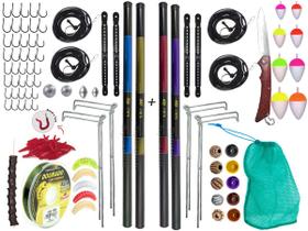 Kit de Pesca C/ 4 Varas Telescópicas 40% Carbono (2x 3,60m e 2x 4,00m) + Acessórios (Ref. 141)