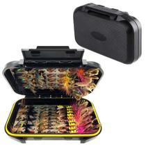 Kit de pesca com mosca ao ar livre, 100 unidades de moscas secas e úmidas para trutas Kit de pesca com mosca ao ar livre, 100 unidades de moscas secas e úmidas para trutas