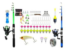 Kit De Pesca Completo 2 Varas 2 Molinete + Estojo Boia Anzol