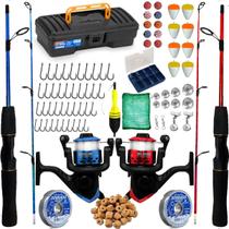 Kit De Pesca Completo Barato 2 Molinete 2 Vara 6kg Com Itens