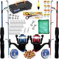 Kit De Pesca Completo Barato 2 Vara 2 Molinete 10kg C/ Iten Kit De Pesca Completo Barato 2 Vara 2 Molinete 10kg C/ Iten