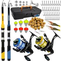 Kit De Pesca Completo Barato 2 Vara 2 Molinete 10kg Com Item