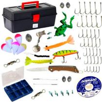 Kit De Pesca Completo Caixa Com Isca Artificial Vários Itens