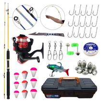 Kit de Pesca Completo com 1 Vara 1,65 M e + 1 Molinete Ultra Light Promo Taue + Jogo de Acessórios com Maleta