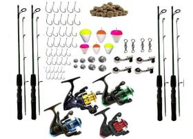Kit De Pesca Completo Suporta 4 Vara 1,35m 4 Molinetes Kit De Pesca Completo Suporta 4 Vara 1,35m 4 Molinetes