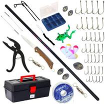 Kit De Pesca Completo Vara Telescópica Caixa Com Acessórios