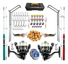 Kit De Pesca Duplo Vara 2 Partes Molinete E Acessórios Completo Kit De Pesca Duplo Vara 2 Partes Molinete E Acessórios Completo