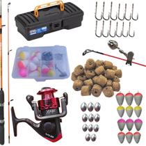 Kit de Pesca Infantil Completo Vara Molinete Maleta Ração