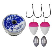 Kit de pesca para carpa com anzol linha boia e chumbo