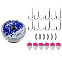 Kit de pesca para lambari com anzol linha boia e chumbo